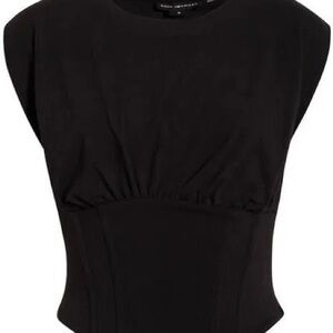 Good American Black Sleeveless Structured Tank Top